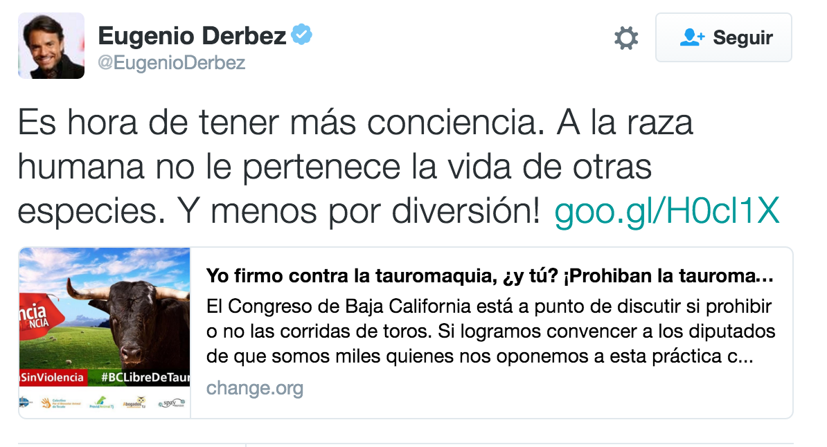 Apoya Eugenio Derbez Ley Antitaurina