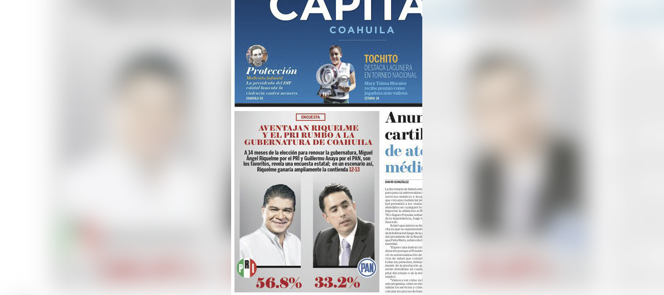 Riquelme y PRI, favoritos para 2017; <br> difunde encuesta Capital Coahuila