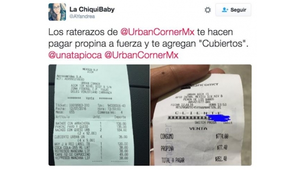 “Le cobran los cubiertos, se queja en Twitter y la tachan de “pobre”
