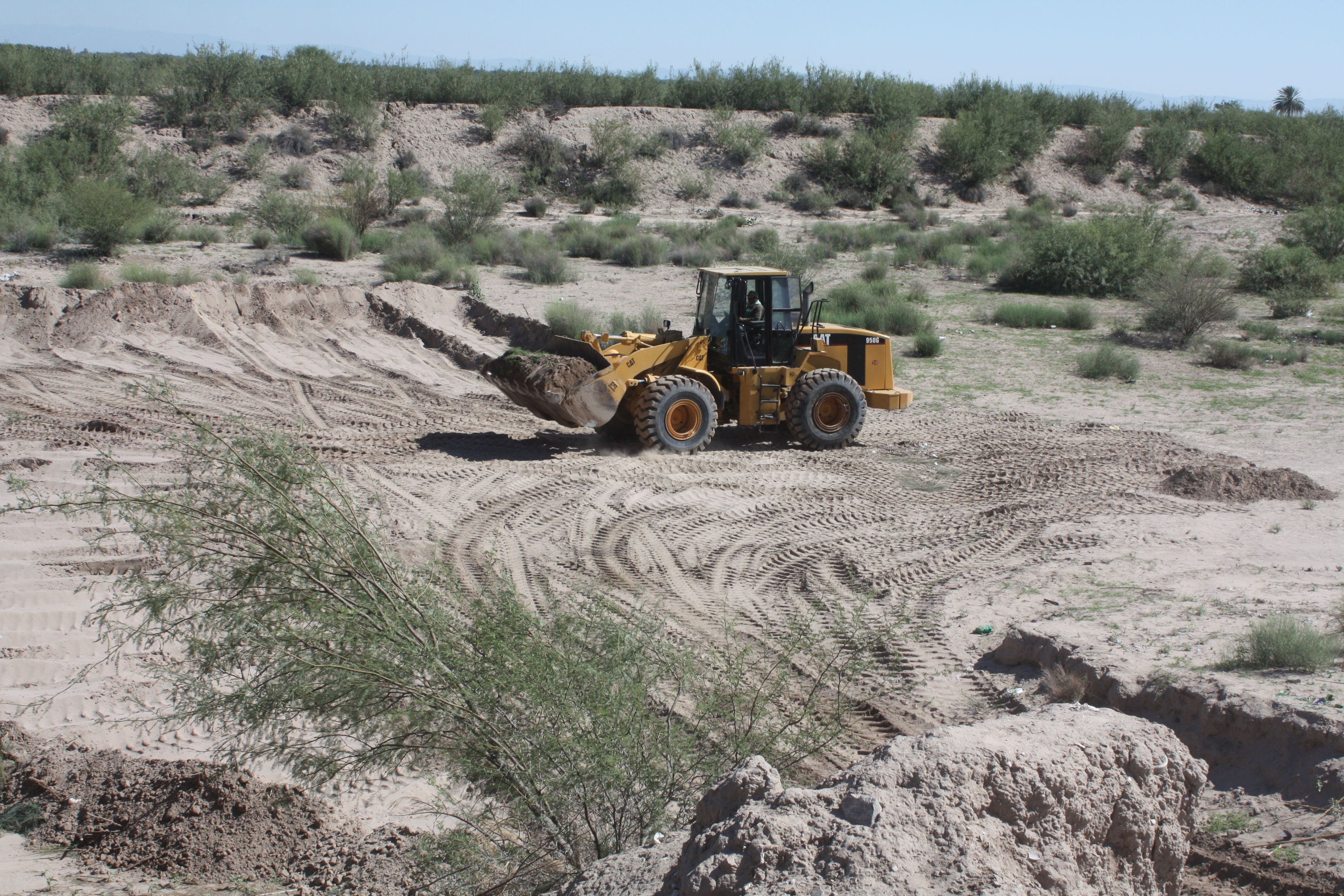 Refuerzan bordos en el lecho del río Nazas