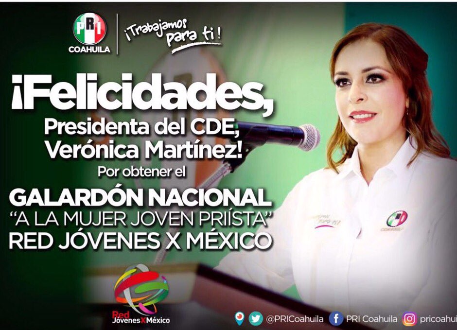 Verónica Martínez recibe Galardón Nacional a la Mujer Joven PRI