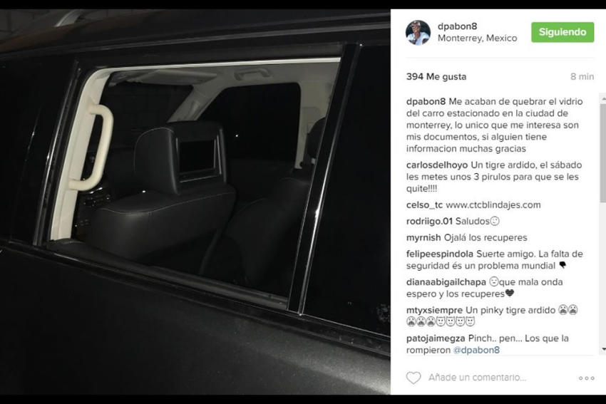 Pega inseguridad de NL a jugador de Rayados; le roban pertenencias