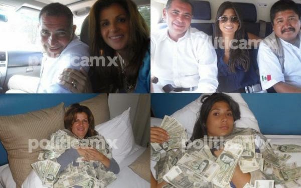 Acompañantes de Gabino Cué, gobernador de Oaxaca, se “cobijan” con fajos de billetes