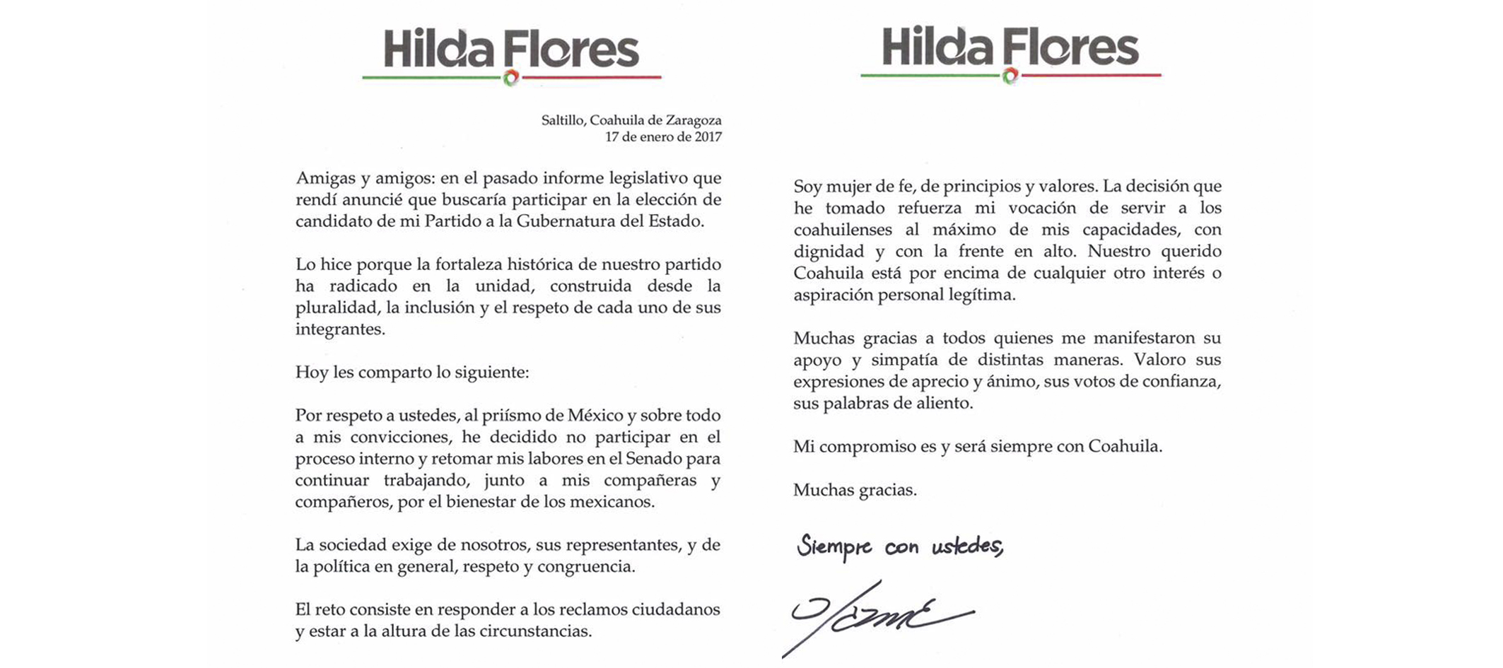 Declina Hilda a candidatura del PRI