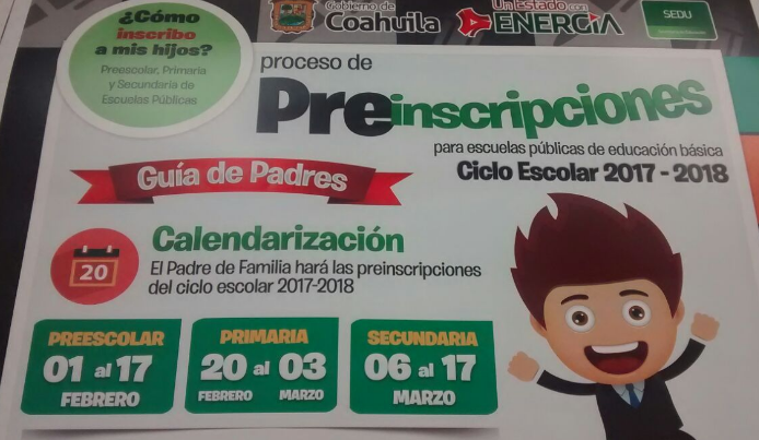 SEDU da a conocer el calendario de preinscripción para el ciclo escolar 2017-2018