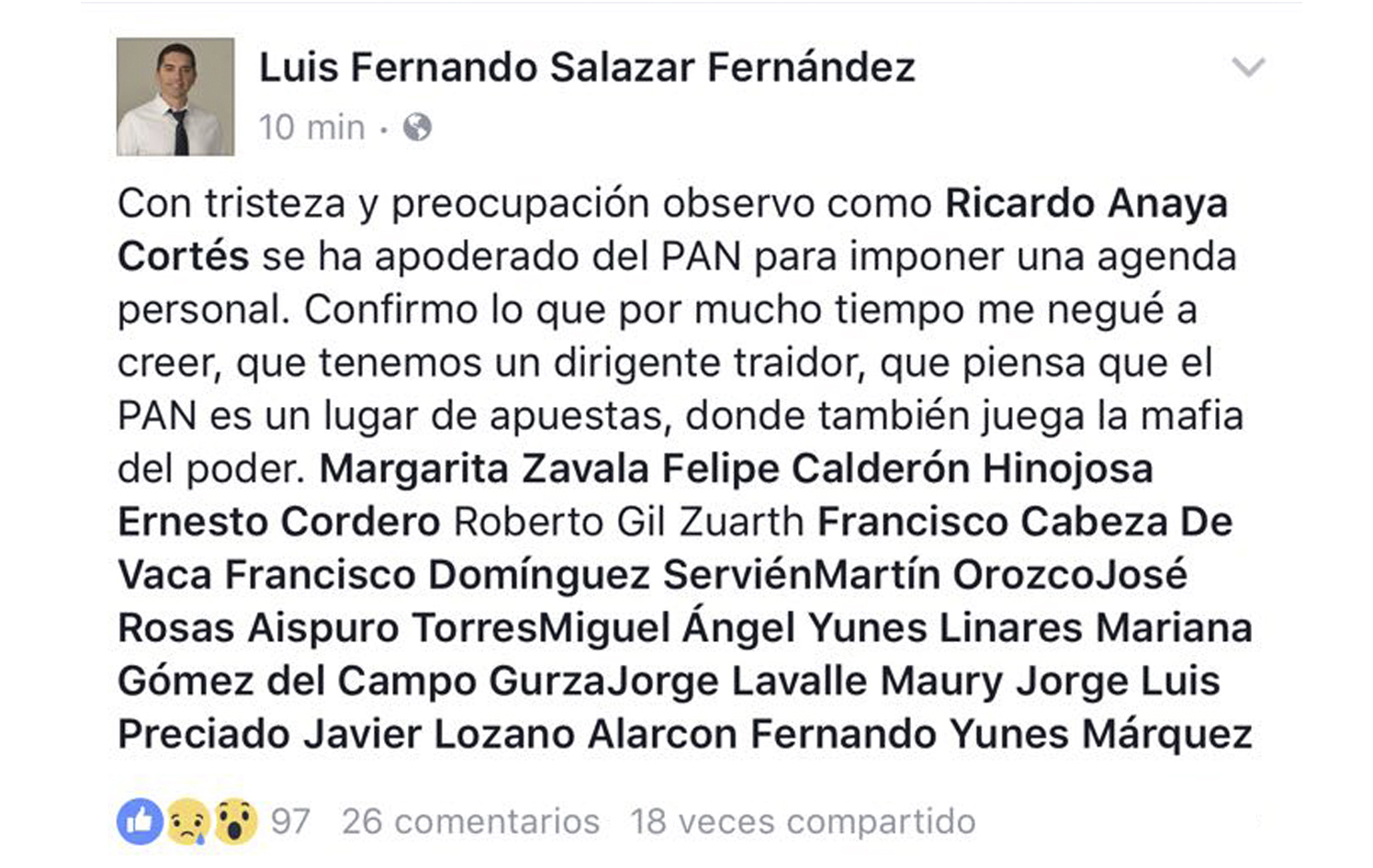 Regañan a Luis Fernando y borra sus publicaciones