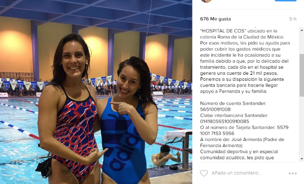 Nadadora mexicana recibe balazo en la CDMX