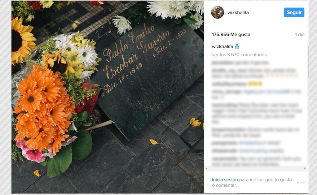 Wiz Khalifa causa polémica por llevar flores a tumba de Pablo Escobar
