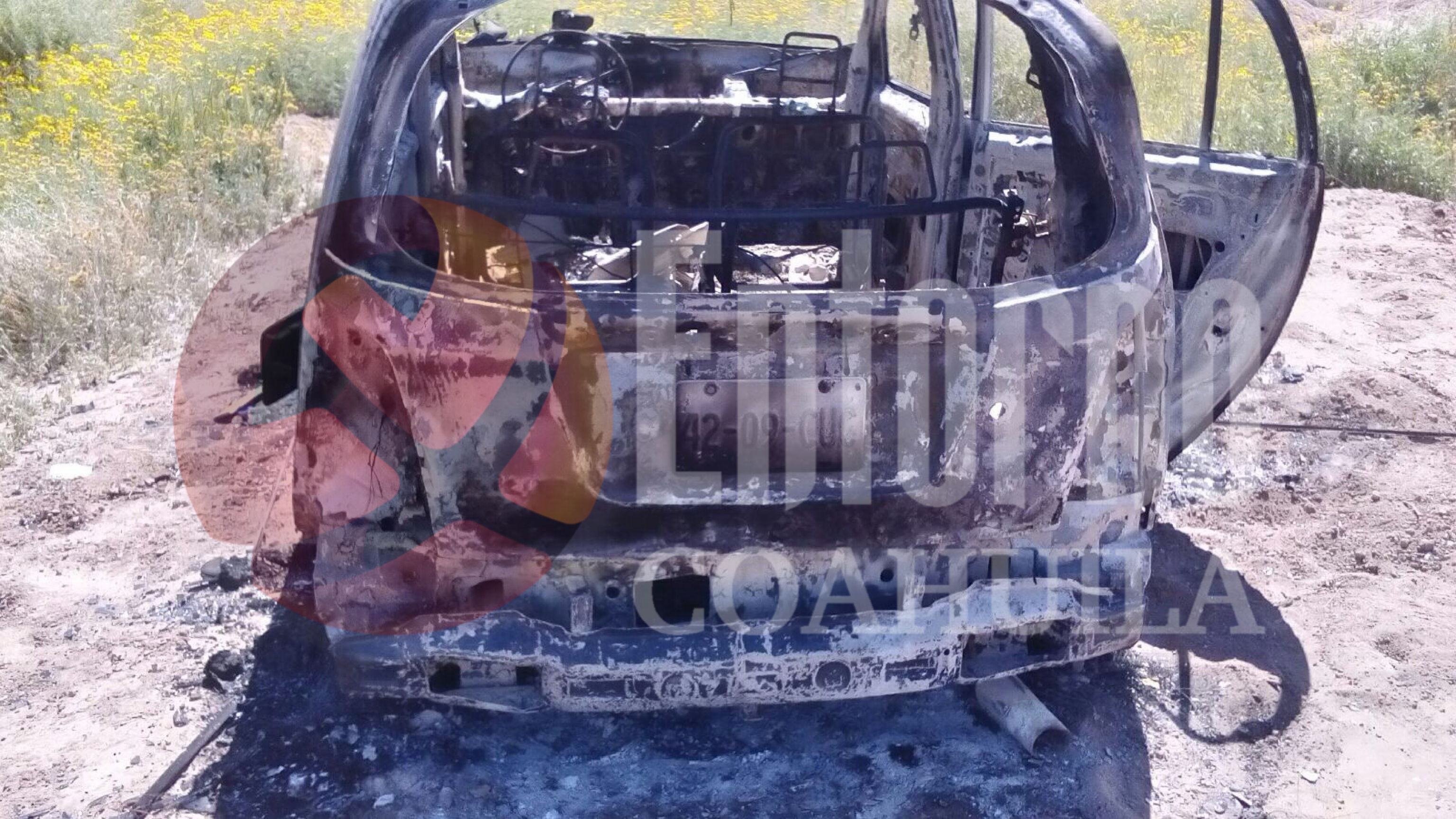 Localizan a mujer muerta junto <br>a auto calcinado en Matamoros