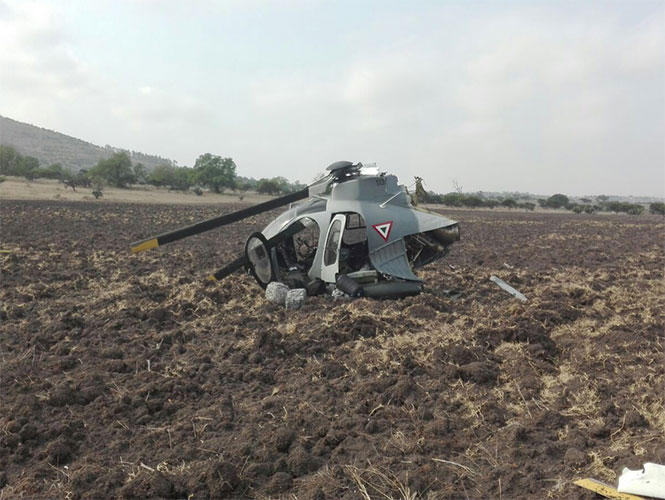 Se desploma helicóptero en el municipio de Huehuetoca