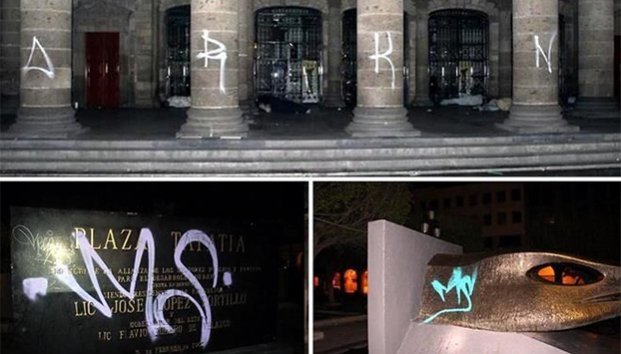 Vandalizan Teatro Degollado en Guadalajara