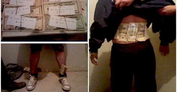 Detienen a sujeto con 108 mil dólares adheridos a su cuerpo en Tamaulipas