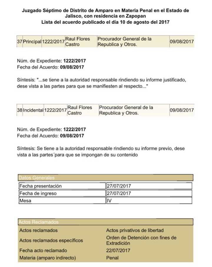 Hijo de ‘El Tío’ busca amparo contra detención y extradición