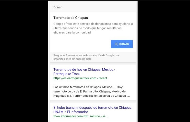 Google activa botón de donativos para afectados por sismo en México