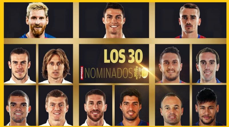 Dan a conocer a los 30 nominados para el Balón de Oro 2017