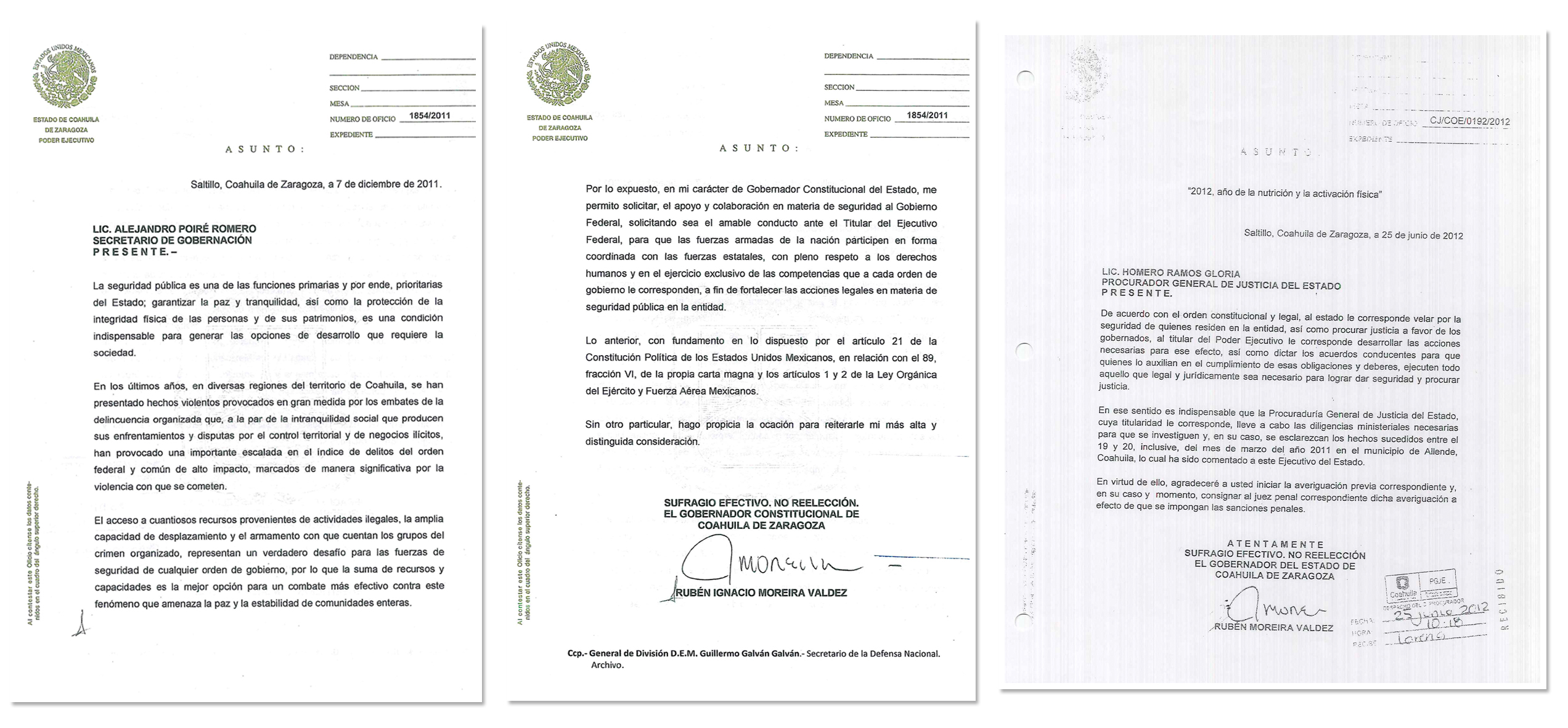 Combate al narco, desde el inicio <br>del gobierno de RMV, revelan oficios