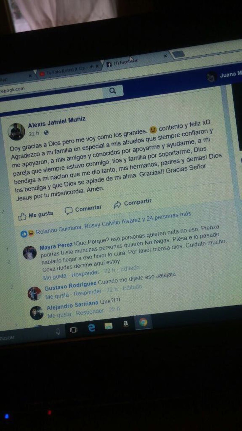 Anunció estudiante de Jurisprudencia su muerte en Facebook