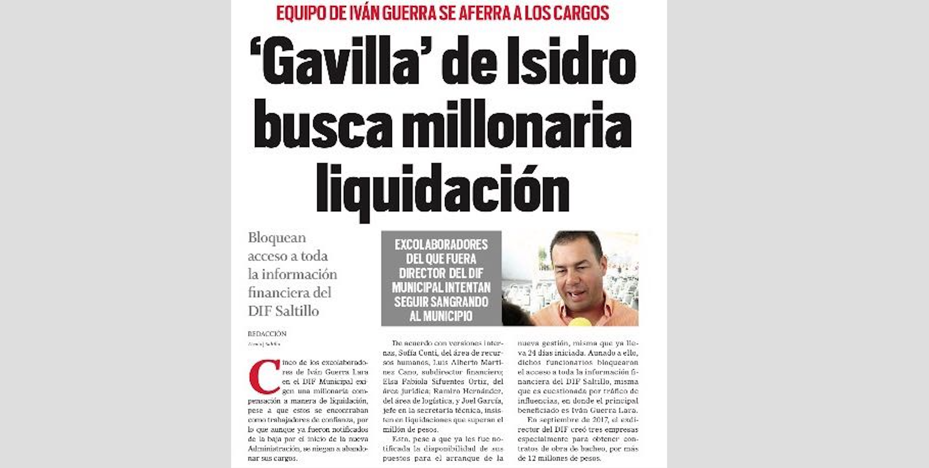‘Gavilla’ de Isidro busca millonaria liquidación