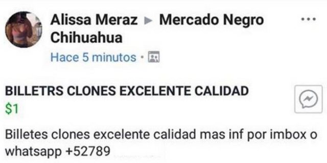 Venden billetes falsos en Facebook, con entrega a domicilio