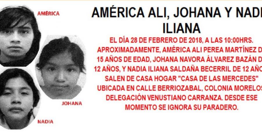 Activan Alerta Amber para localizar a tres menores desaparecidas de una casa hogar