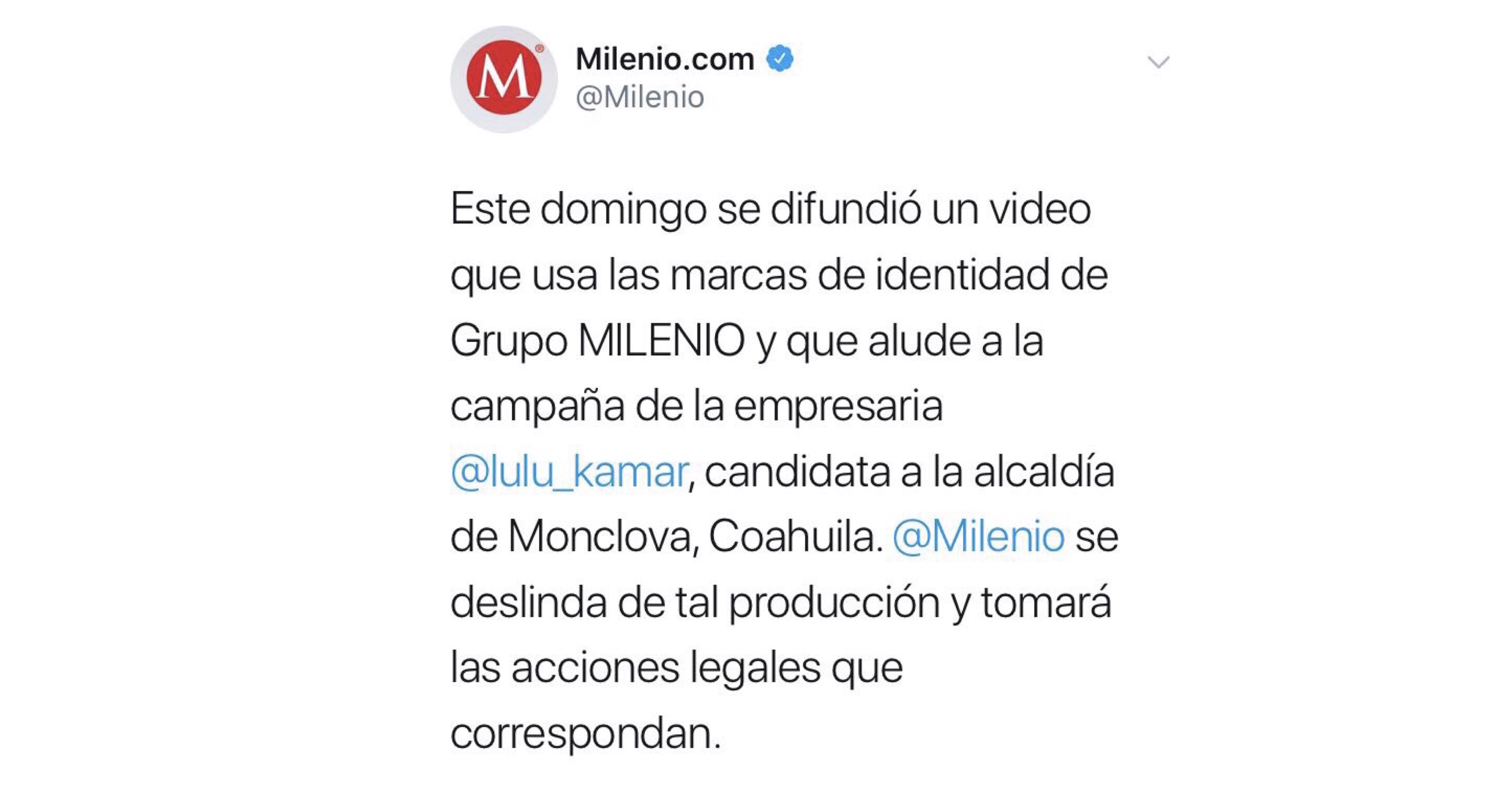 Difaman a Lulú Kamar, <br>Grupo Milenio se deslinda
