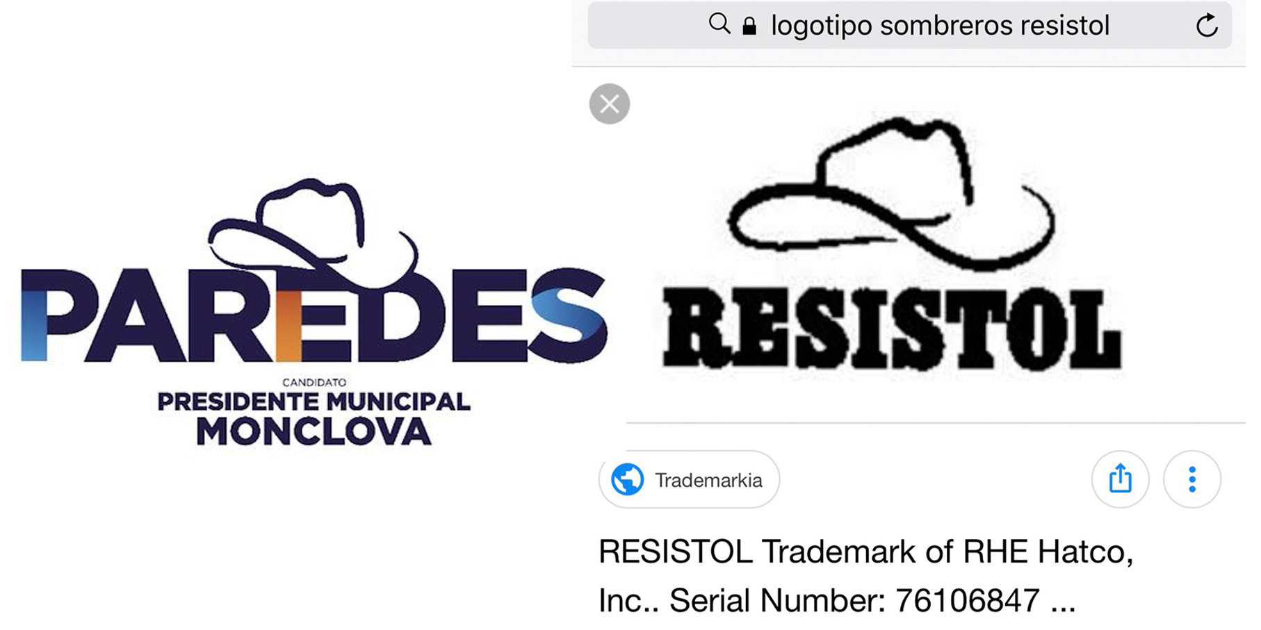 Plagió Paredes logotipo; sombrero que usa <br>en propaganda es de la marca Resistol