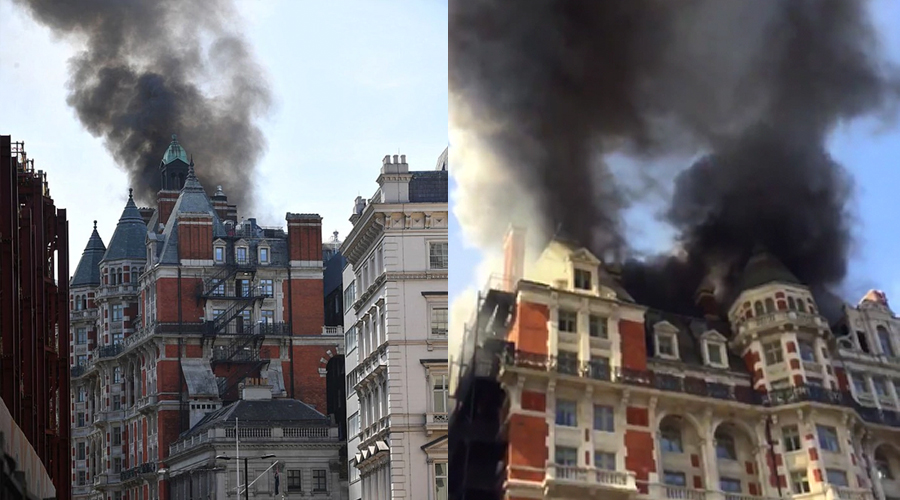 Bomberos luchan contra incendio en exclusivo hotel de Londres
