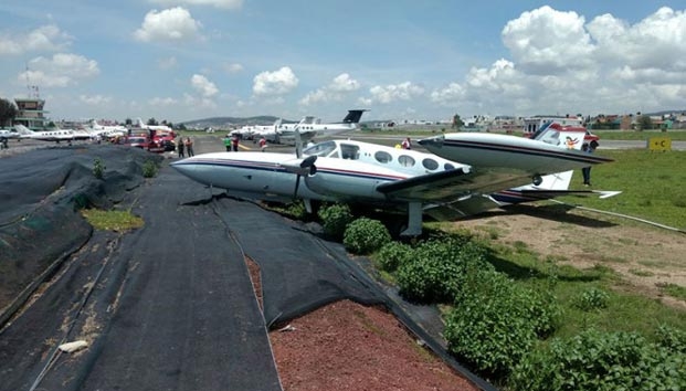 Se despista avioneta en aeródromo de Pachuca