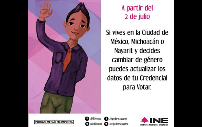 Si decides cambiar de género, el INE ya puede actualizar tus datos