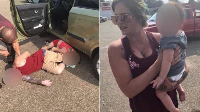 Rescatan a bebé de auto junto a padres drogados con heroína