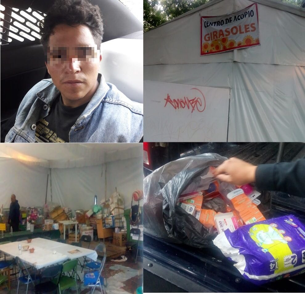 Arrestan a joven que intentaba robar donativos para niños damnificados