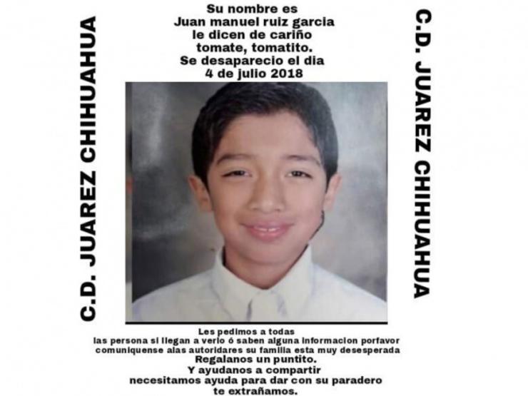Otro niño desaparecido en Chihuahua, buscan a ‘Tomatito’