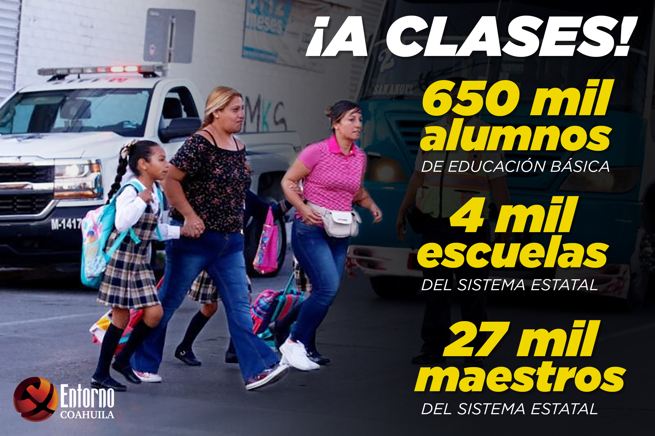 Regresan a clases 650 mil alumnos en Coahuila