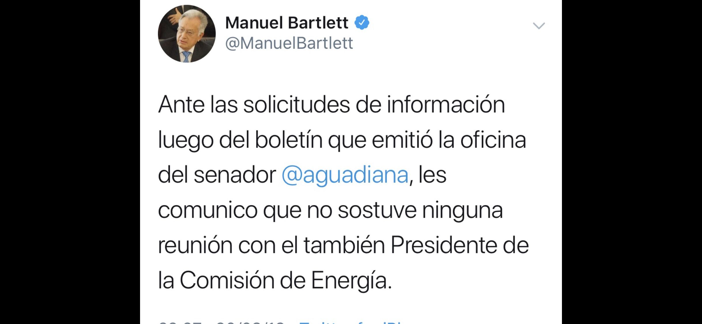 Desmiente Bartlett reunión <br>con Guadiana y Reyes Flores