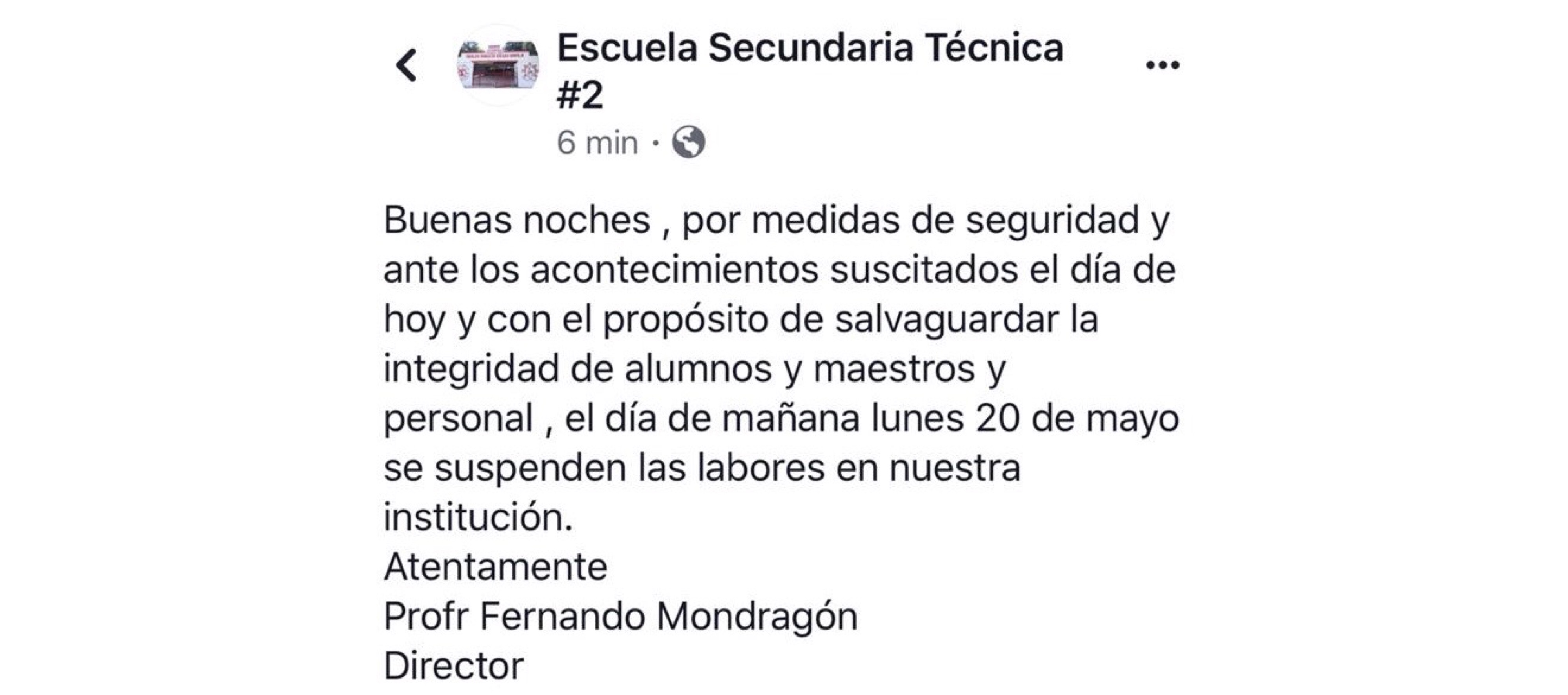 Tras violencia, escuelas de la Carbonífera suspenden clases