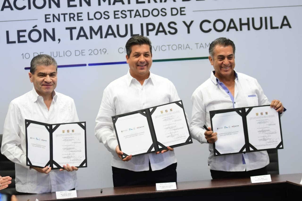 Firma Coahuila convenio de <br>seguridad con NL y Tamaulipas