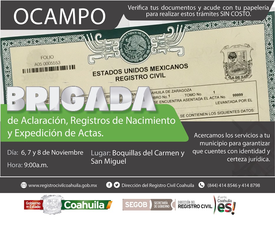 Invitan a brigadas de servicios gratuitos en Ocampo