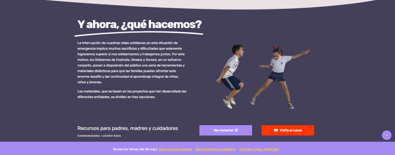 Coahuila, Sonora y Sinaloa ponen a disposición página didáctiva por Covid-19