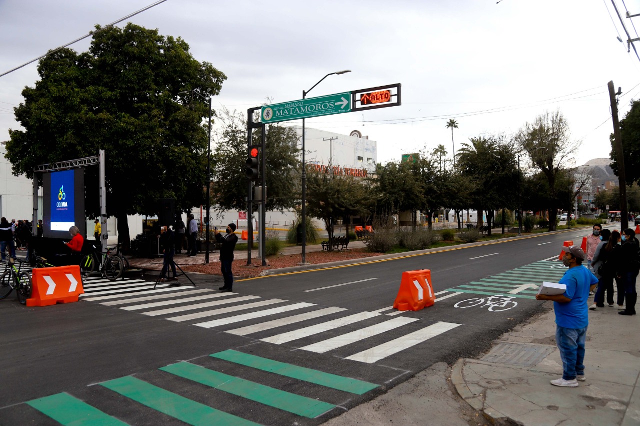 Inauguran en Torreón ciclovía emergente de la Calzada Colón