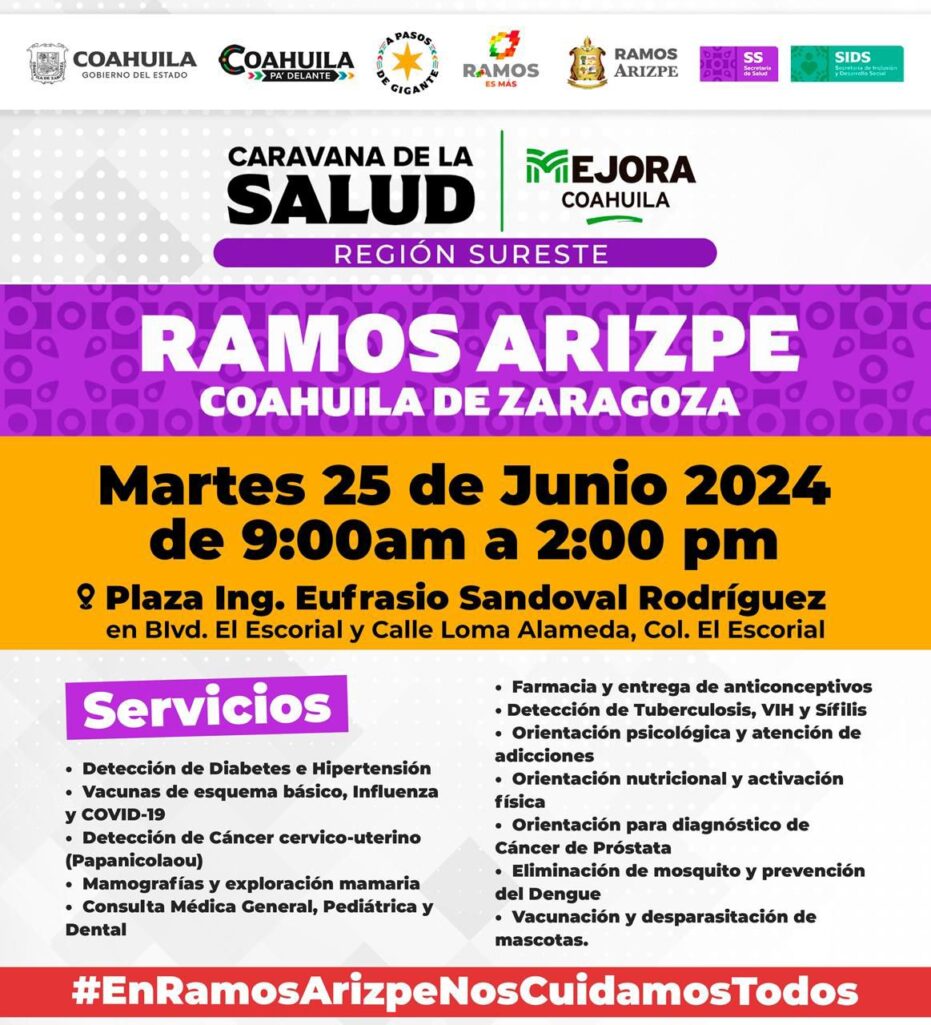 Llega la Caravana de la Salud este martes a Ramos Arizpe